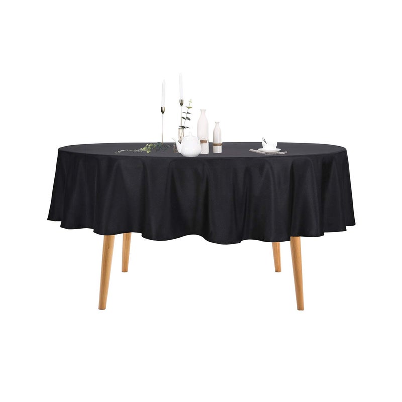 Ascoza 2pack 70 Inch Black Round Tablecloth in Polyester Fabric for Wedding/Banquet/Restaurant/Parties - Image 1